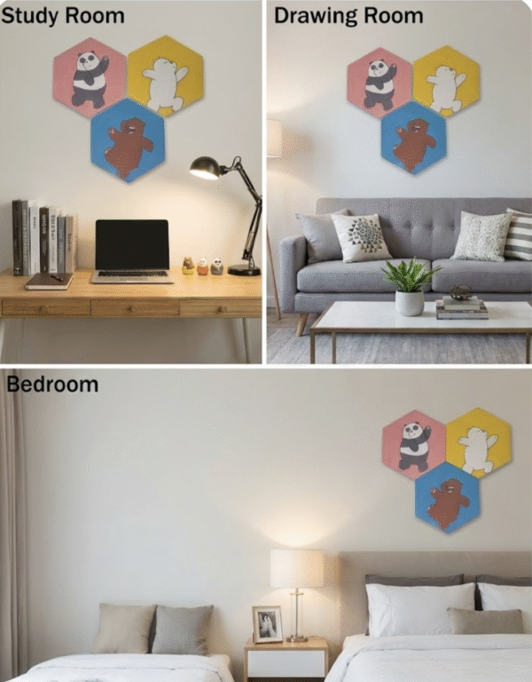 Hexagon Bear Trio In rooms